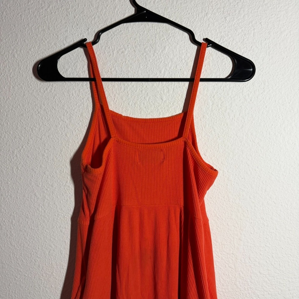 Old Navy Fit & Flare Dress Girls XL 14-16 Orange Ribbed Knit Casual Sleeveless - Picture 4 of 9